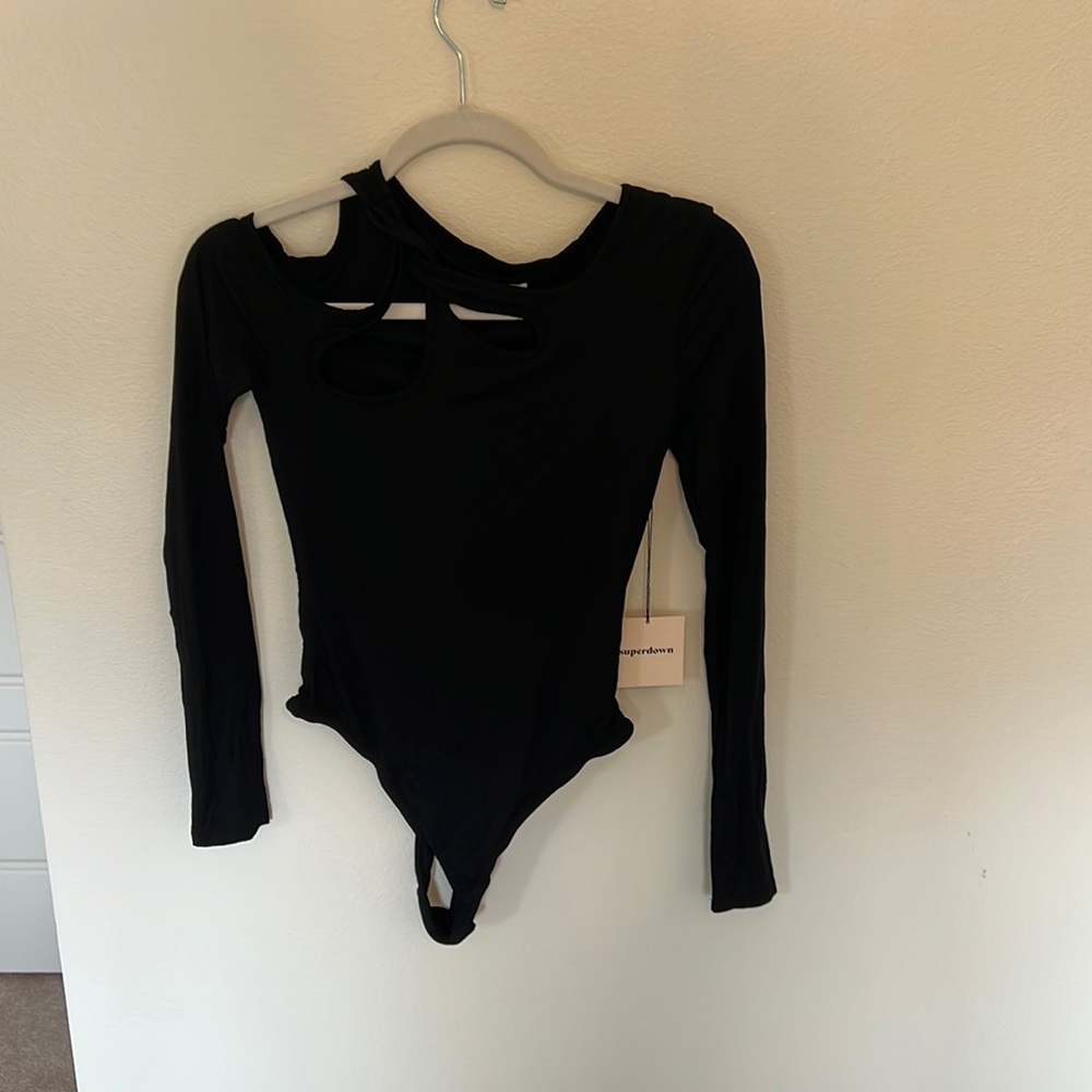 Superdown black yesenia twist bodysuit
